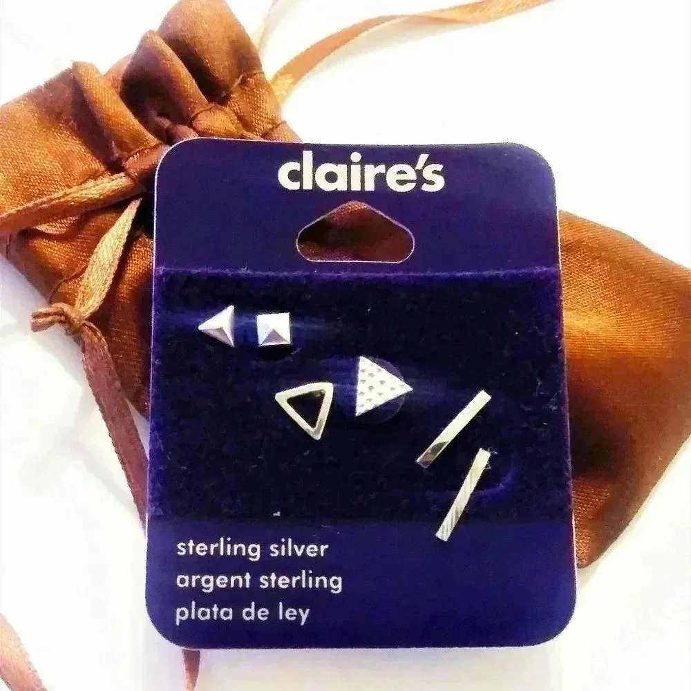 Claire's Sterling Silver Set of 6‎ Earrings New